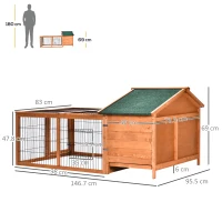 PawHut Wooden Rabbit Hutch Outdoor, Guinea Pig Hutch, Detachable Small Animal Cage with Openable Run & Roof Lockable Door Slide-out Tray 146 x 95 x 69cm(m-11)
