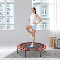 HOMCOM Trampoline voor kinderen en volwassenen, tuintrampoline, yoga, 100 kg draagvermogen, staal, zwart, Ø 101,6 x 25 H cm(m-2)