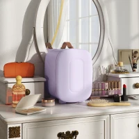 HOMCOM Nevera Pequeña Extrasilenciosa 4L 9V/240V para Enfriar y Calentar Mini Frigorífico 20,3x26,3x28 cm Violeta(m-9)