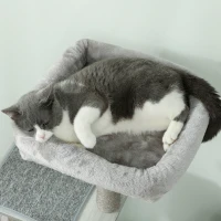 PawHut Arranhador para Gatos com Plataforma Rede Caverna Cama Postes de Sisal e Bolas de Brincar 48x40x126 cm Cinza(m-8)