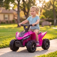 AIYAPLAY Kinder Quad Elektro 6V Kinderquad mit Lithium-Akku Vorwärtsfunktion Lenkerknopf-Steuerung 1,5-2 Jahre Hellrot(m-2)