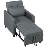 HOMCOM 3-In-1 Chair Bed, Convertible Sleeper Chair with Adjustable Backrest, Pillow and Footrest for Living Room, Dark Grey(m-11)