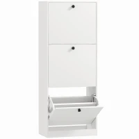 HOMCOM Schoenenkast, 3 Lades, voor tot 12 Paar Schoenen, Spaanplaat, Wit(m-1)