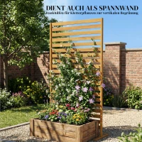 Outsunny Sichtschutz aus Holz 80 x 170 cm Raumteiler mit Standfuß Lamellen, freistehender Raumtrenner Braun(m-5)