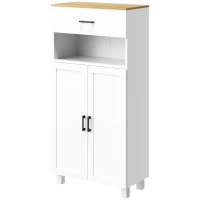 HOMCOM Sideboard, Nordic Storage Cabinet with Drawer, Doors and Open Countertop, Freestanding Kitchen Cupboard for Living Room, Dining Room, 130cm, White(m-10)