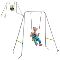 Outsunny Balançoire portique balançoire 2 en 1 pour bébé ceinture de sécurité à 5 points intérieure extérieure vert(m-1)