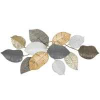 HOMCOM Metal Wall Art, Modern Hanging Wall Decor with Unique Leaf Design for Living Room Bedroom Entryway(m-1)