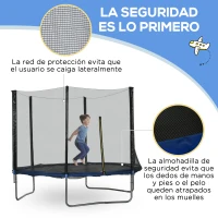 SPORTNOW Trampolín para Niños Adultos Ø305x250 cm con Red de Seguridad Escalera Cubierta de Bordes y Marco de Acero Azul(m-4)