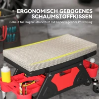 HOMCOM Werkplaatskruk met Wielen en Opbergruimte - 35 cm Hoog, tot 135 kg Belastbaar in Grijs(m-5)