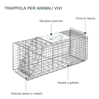 Outsunny Trappola per Ratti, Topi e Nutrie Pieghevole in Acciaio(m-6)