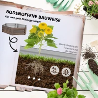 Outsunny Plantenbak Tuinbak Kruidenbak, weerbestendig, open bodem, 113 x 98 x 30 cm, Donkerbruin(m-5)