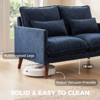 HOMCOM 2 Seater Sofa, Loveseat Sofa with Spring Cushions, Wide and Deep Seat, Wood Legs, Blue(m-6)