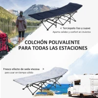 Outsunny Cama de Acampada con Cojín Almohada Bolsillo Bolsa de Transporte y Marco de Acero Carga 150 kg 188x64,5x53 cm Azul(m-4)