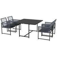 Outsunny Five-Piece Metal Dining Set, with Folding Back Chairs, Dark Grey(m-1)