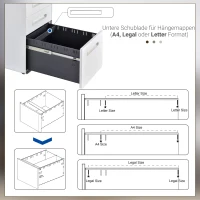 Vinsetto rolcontainer, archiefkast, kantoorcontainer met 3 lades, kantoorkast, opslag, container, staal, wit, 39 x 48 x 59 cm(m-6)