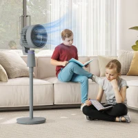 HOMCOM Pedestal Air Circulation Fan with Oscillating, Light Off, Grey(m-10)