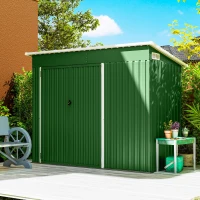 Outsunny Abrigo de Jardim Exterior 2,7 m² 234x132x185 cm com Três Portas Fechadura e Grelhas de Ventilação Verde(m-9)