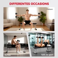 HOMCOM Haltère courte poids 20 Kg - 1 pièce, Haltère hexagonale entraînement musculaire & haltérophilie - métal caoutchouc noir(m-6)