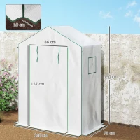 Outsunny Estufa de Jardim com 1 Porta 2 Janelas e Prateleiras de 2 Níveis em Forma de U para Cultivo de Plantas 140x73x190 cm Branco(m-3)