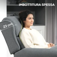 HOMCOM Poltrona Reclinabile 132° max in Tessuto Effetto Lino con Poggiapiedi, 74x84x102 cm, Grigio(m-5)