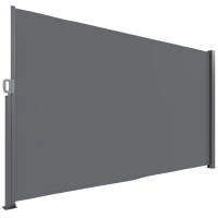 Outsunny Seitenmarkise ausziehbar blickdicht Sichtschutz mit Wandhalterung  Beschichtung 300x180cm Dunkelgrau(m-1)