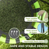 AIYAPLAY 60cm Diameter Kid Nest Swing Seat with Height Adjustable Ropes, for Outdoor, Indoor, Black/Green(m-4)