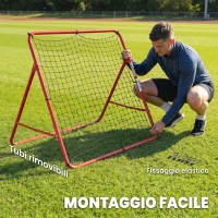 SPORTNOW Rete Rebounder per Calcio, Montaggio Facile, 5 Angolazioni Regolabili(m-6)