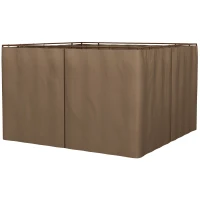 Outsunny 4 Paredes Laterais para Tenda 302x205 cm Laterais para Tenda Universal com Ganchos e Argola em C para Jardim Terraço Marrom(m-1)