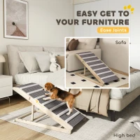 PawHut Dog Ramp for Couch, Adjustable Folding Pet Ramp, 4 Adjustable Height Dog Climbing Ladder, 35/43/47/50 cm Height(m-4)