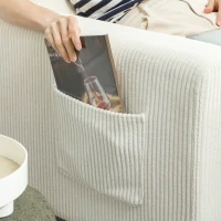 HOMCOM Canapé 3 places avec repose-pieds, canapé en velours côtelé, assise et dossier rembourrés, 192x138x85cm, beige(m-9)