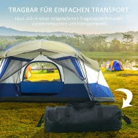 Outsunny Camping Zelt 6-8 Personen Zelt Familienzelt mit Vorraum 2 Fenster Kuppelzelt Kunstleder3000mm für Trekking Festival Glasfaser Blau 518 x 487 x 237 cm(m-7)