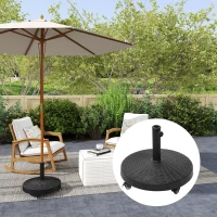 Outsunny Base per Ombrellone da Giardino Rotonda a 4 Ruote con Freni, Base Ombrellone in Metallo e Resina, per Pali di Ombrelloni da Ø38/48 mm, Ø52x41 cm, Nero(m-10)