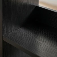 HOMCOM 7 Tiers Bookshelf, L-Shaped Corner Bookcase with Anti-Slip Rear Guard, Black Wood Effect(m-11)