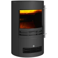 HOMCOM 1000W/2000W Freestanding Electric Fireplace, Indoor Heater Fire Stove with Log Burner Effect Flame, Thermostat Control(m-1)