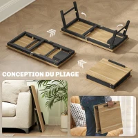 HOMCOM Table de lit pliable et réglable, plateau de lit pour ordinateur portable en bambou - plateau inclinable, tiroir, chêne(m-6)