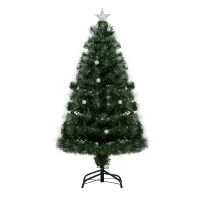 HOMCOM 4ft White Light Artificial Christmas Tree w/ 130 LEDs Star Topper Tri-Base Full Bodied Seasonal Decoration Pre-Lit Home(m-10)