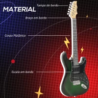 SPORTNOW Kit Guitarra Elétrica de Iniciação com Amplificador 15W Afinador Digital Cordas Correia 3 Palhetas Preto(m-4)