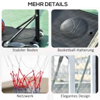 HOMCOM basketbalstandaard in hoogte verstelbaar basketbalsysteem voor kinderen basketbalring met wielen buiten staal PVC HDPE zwart 83 x 75 x 206-260 cm(m-7)