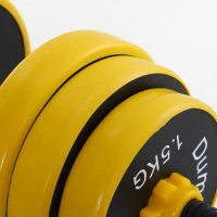 HOMCOM 25 kg halter & halter met lange stang, verstelbare ergonomische 3-in-1 halterset, 12 × schijven, 2 × korte stangen, 1 × lange stang, geel + zwart(m-8)