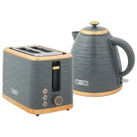 HOMCOM 3000W 1.7L Rapid Boil Kettle & 2 Slice Toaster, Kettle and Toaster Set with 7 Browning Controls and Crumb Tray, Grey(m-1)