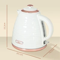 HOMCOM Elektrische Waterkoker, 1,7L, 2,2kW, Snelkookfunctie met Afneembaar Wasbaar Anti-kalkfilter(m-3)