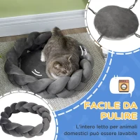 PawHut Letto per Cani e Gatti da Interni Imbottito e Lavabile con Cuscino Separato, Ø55x14cm, Grigio(m-4)