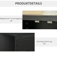 HOMCOM Aktenschrank Metallschrank Mehrzweckschrank mit magnetischer Lamellen-Doppeltür Verstellbarer Einlegeboden Büroschrank Aufbewahrungsschrank für Arbeitszimmer Wohnzimmer 75 x 33 x 110 cm Schwarz(m-6)