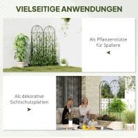 Outsunny Klimrek Metaal Set van 2 om in te steken roestvrij klimhulp voor klimplanten 50x150 cm Zwart(m-6)