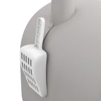 PawHut Kattentoilet met Kap, Kattenbakschep, Vuilopvangmat, Kunststof, Grijs/Zwart(m-12)