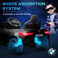 AIYAPLAY 12V BMW Licensed Kids Car, with Easy Transport, Remote Control, Suspension, Music, Horn, LED Lights, Black(m-6)