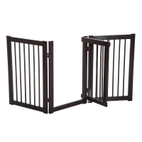 PawHut Barrière modulable pliable barrière de sécurité avec porte verrouillable intégrée dim. 155L x 35,5l x 76H cm MDF blanc(m-6)