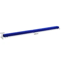HOMCOM Poutre de gymnastique pliable poutre d'équilibre antidérapante 2,4 m revêtement daim bleu(m-3)