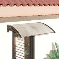 Outsunny Auvent de porte d'entrée toit marquise en polycarbonate protection contre pluie neige UV 90 x 122 cm, transparente(m-9)