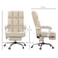 Vinsetto Bureaustoel met Massage- & Warmtefunctie, Voetsteun, Verstelbaar, tot 120kg, Beige(m-3)